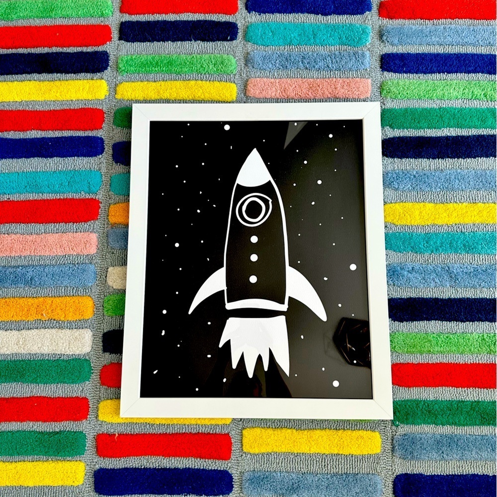 Land of Nod Rocketship Framed Wall Decor - Picture 2 of 2